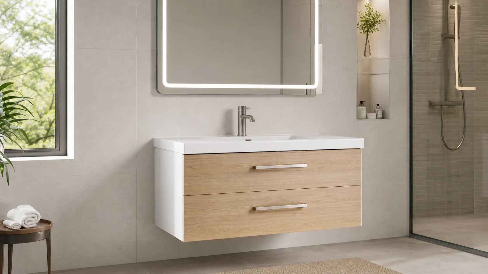 Bathroom Vanity and LED Mirror Set Supplier China reference 1